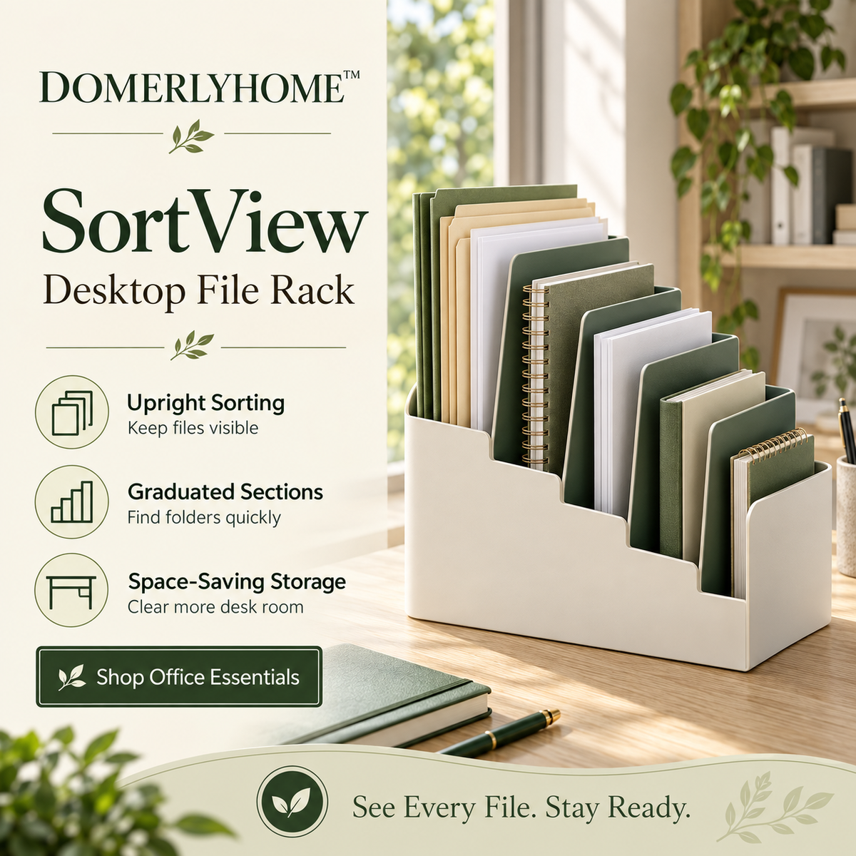 DOMERLYHOME™ SortView Desktop File Rack