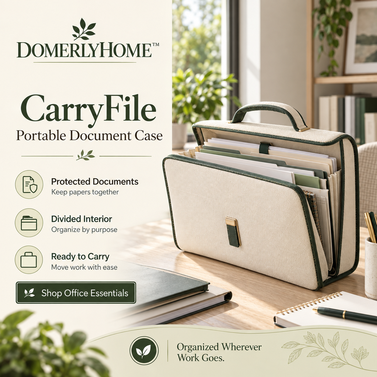 DOMERLYHOME™ CarryFile Portable Document Case