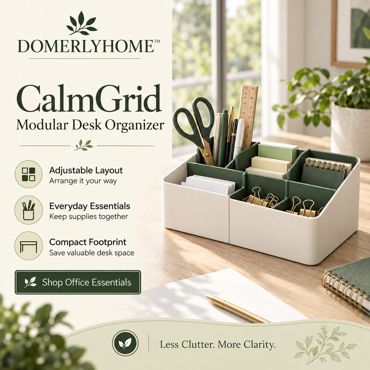 DOMERLYHOME™ CalmGrid Modular Desk Organizer