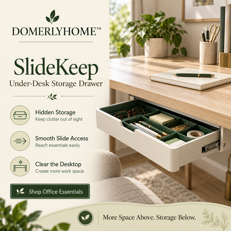 DOMERLYHOME™ SlideKeep Under-Desk Storage Drawer