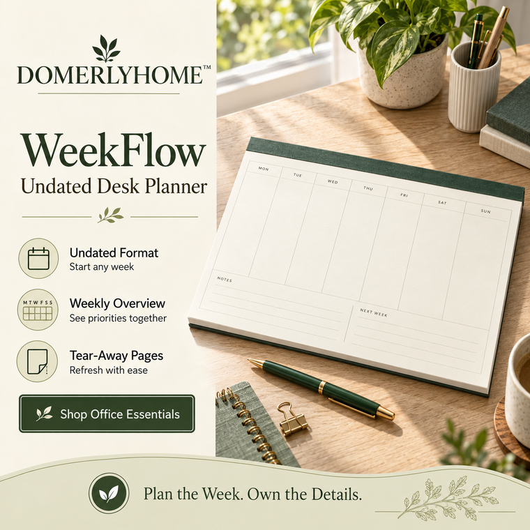 DOMERLYHOME™ WeekFlow Undated Desk Planner