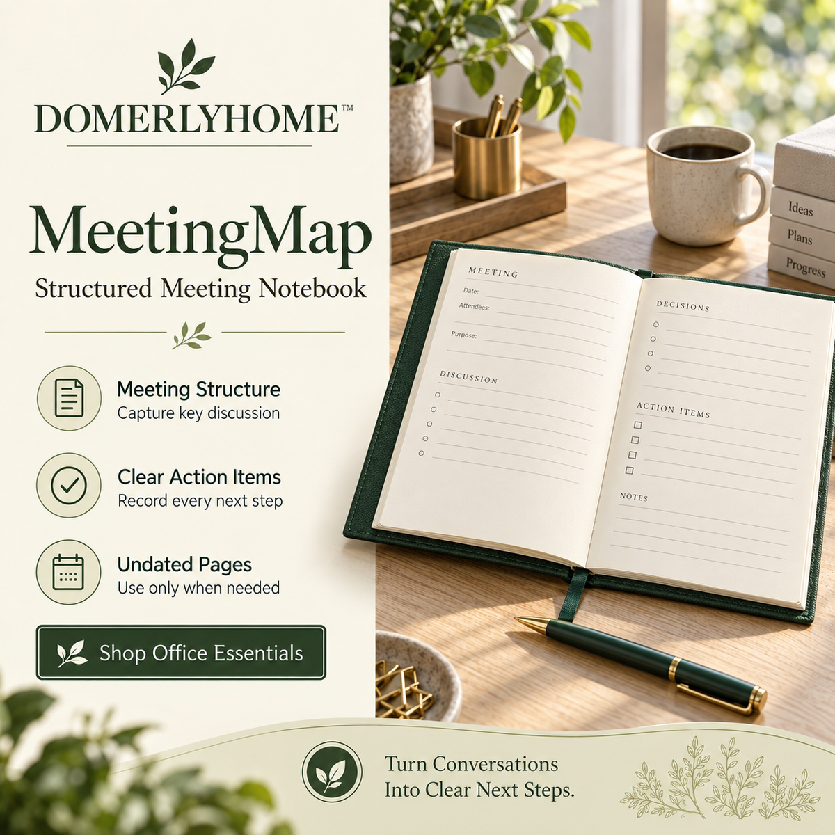 DOMERLYHOME™ MeetingMap Structured Meeting Notebook