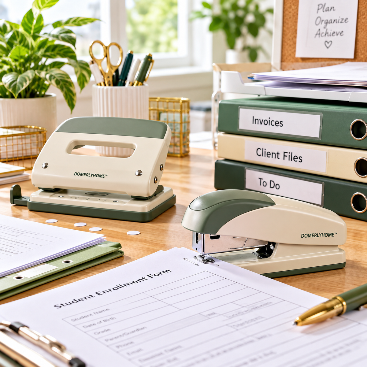 DOMERLYHOME™ DeskReady Stapler & Hole Punch Set