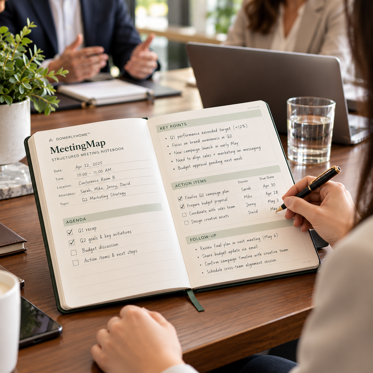 DOMERLYHOME™ MeetingMap Structured Meeting Notebook