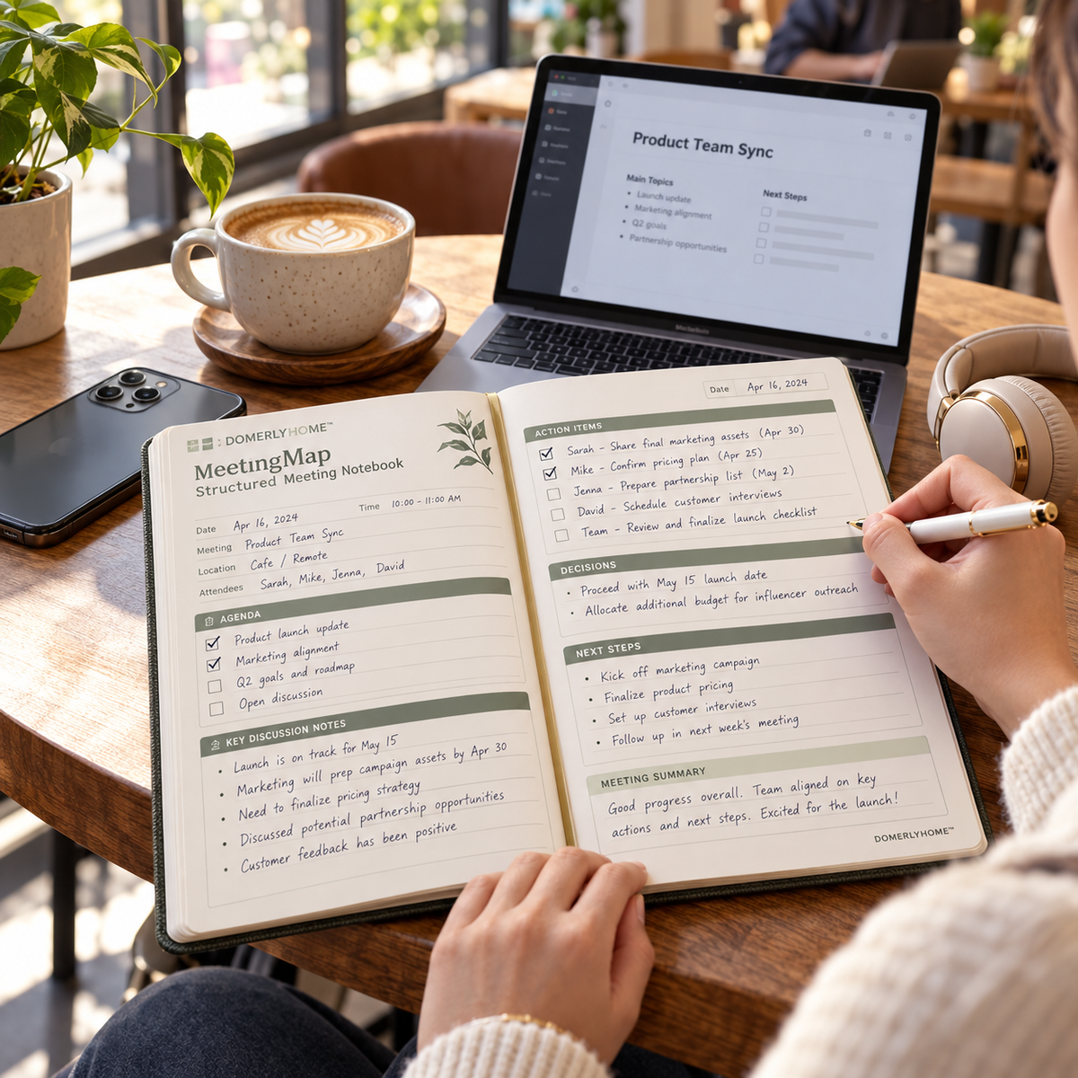 DOMERLYHOME™ MeetingMap Structured Meeting Notebook