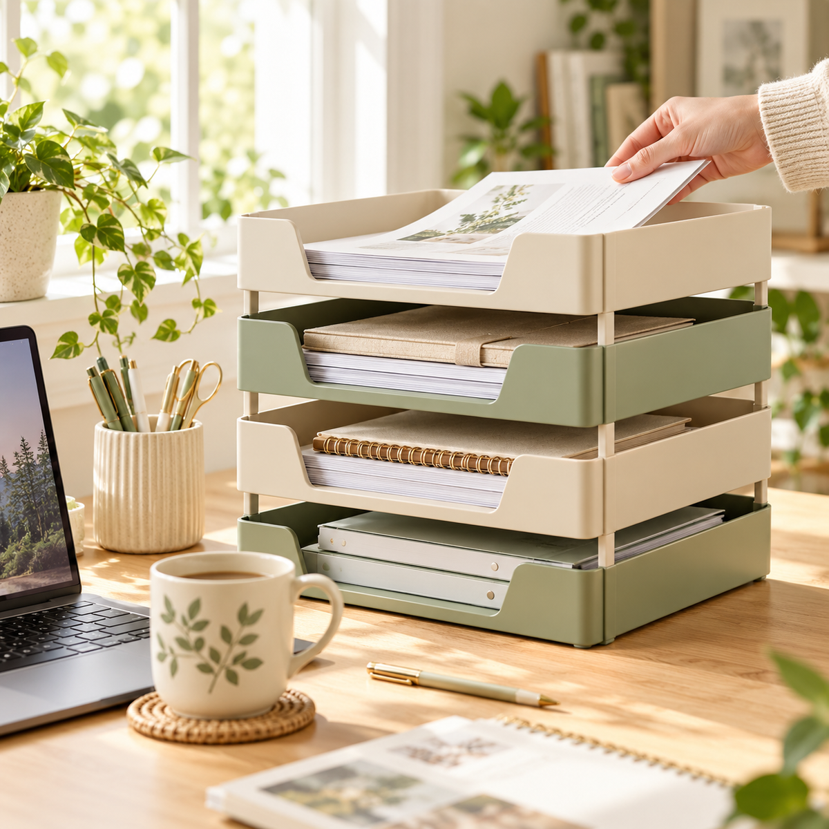 DOMERLYHOME™ PaperFlow Stackable Document Tray Set