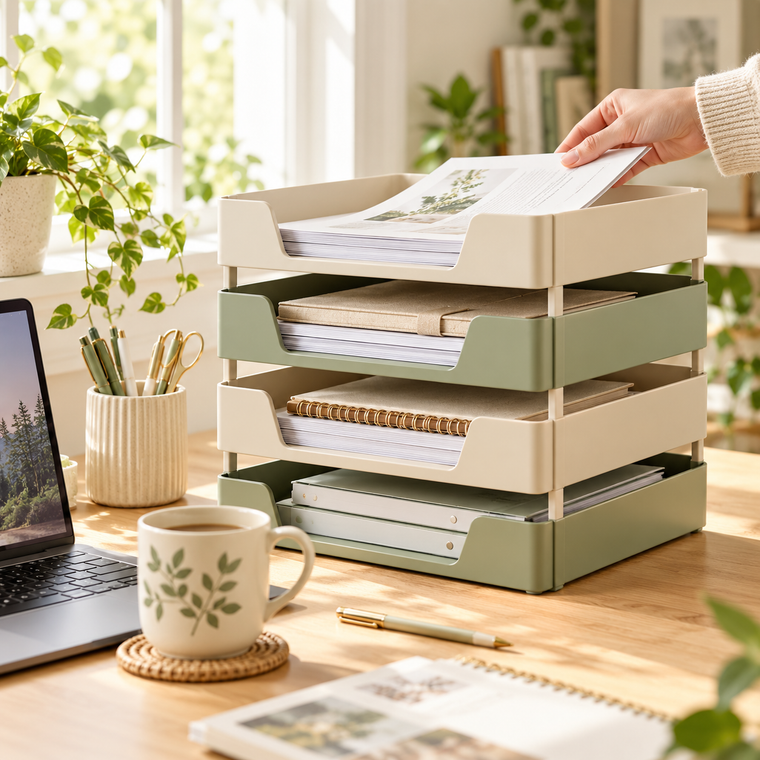 DOMERLYHOME™ PaperFlow Stackable Document Tray Set