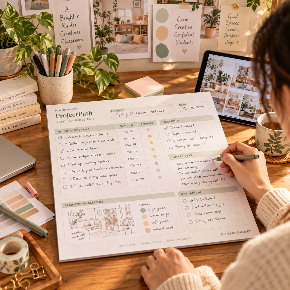 DOMERLYHOME™ ProjectPath Task Planning Pad