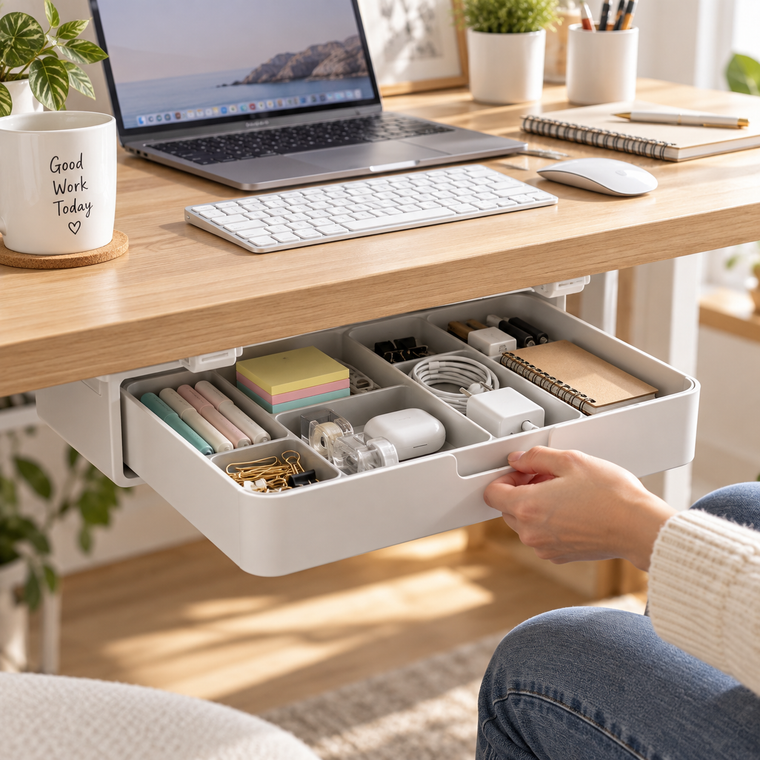 DOMERLYHOME™ SlideKeep Under-Desk Storage Drawer