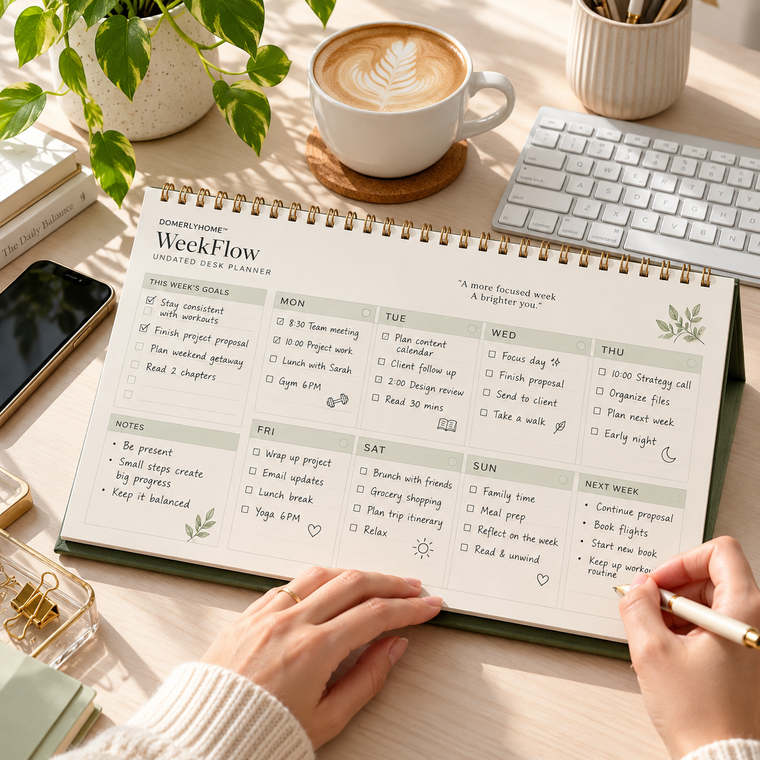 DOMERLYHOME™ WeekFlow Undated Desk Planner
